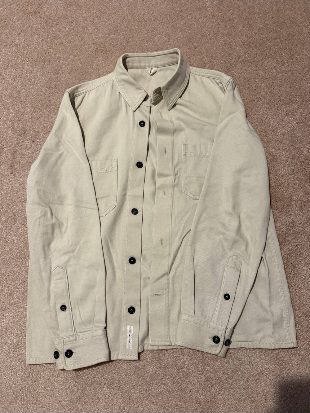Arket Men's Beige Button-Up Overshirt Jacket - Casual Workwear